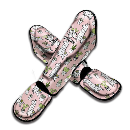 Cartoon Cactus And Llama Pattern Print Muay Thai Shin Guard