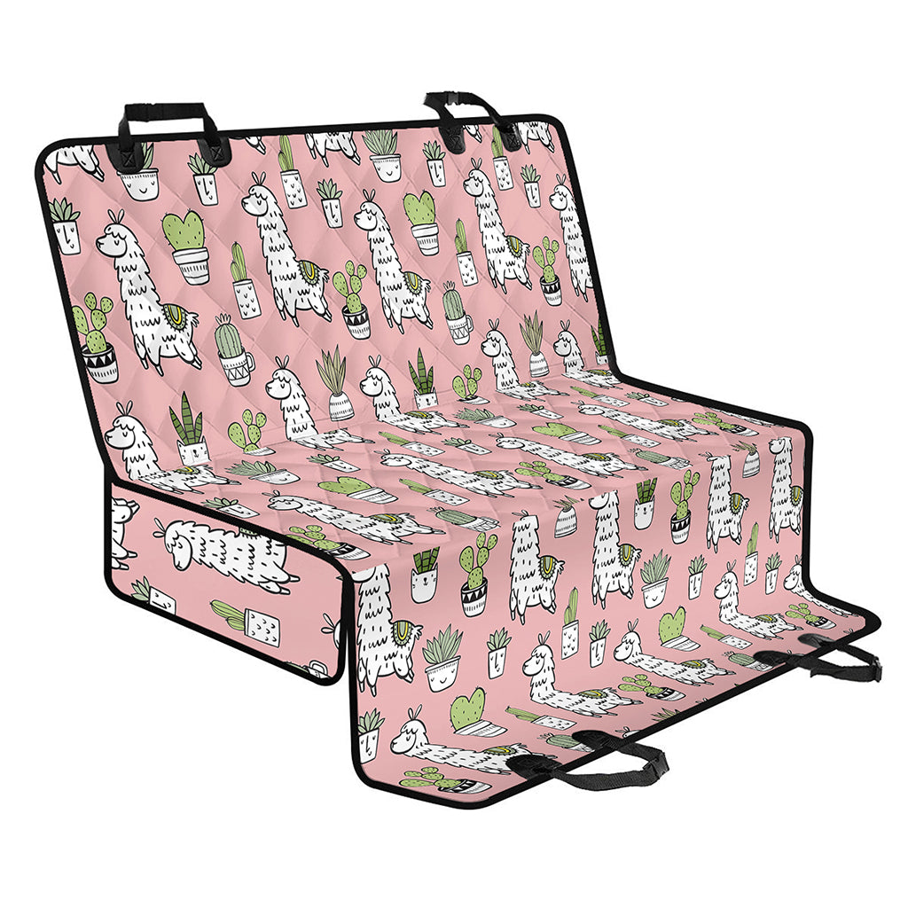 Cartoon Cactus And Llama Pattern Print Pet Car Back Seat Cover