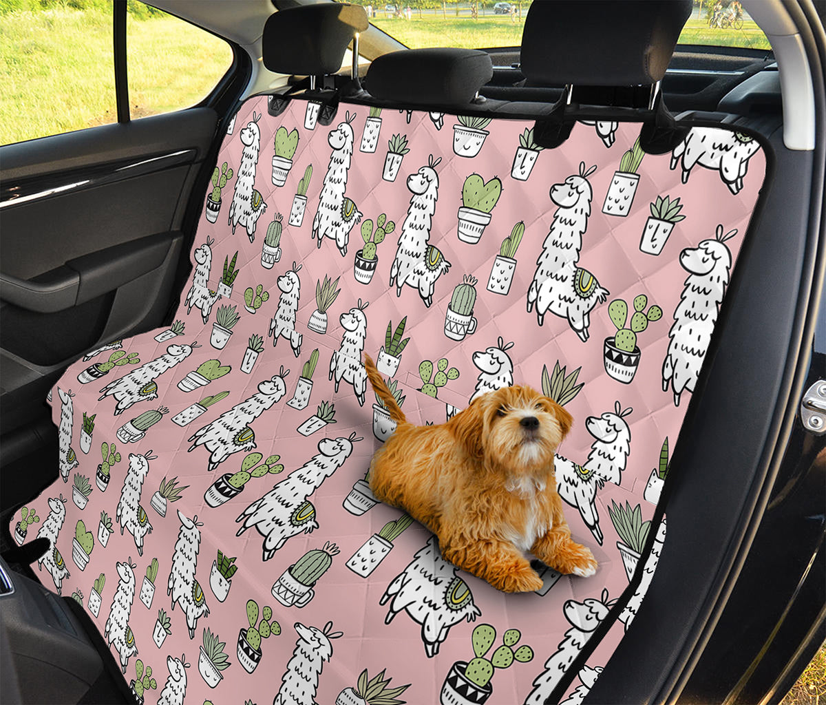 Cartoon Cactus And Llama Pattern Print Pet Car Back Seat Cover