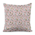 Cartoon Cactus And Llama Pattern Print Pillow Cover