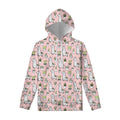 Cartoon Cactus And Llama Pattern Print Pullover Hoodie
