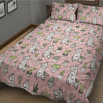 Cartoon Cactus And Llama Pattern Print Quilt Bed Set