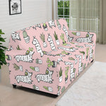 Cartoon Cactus And Llama Pattern Print Sofa Cover