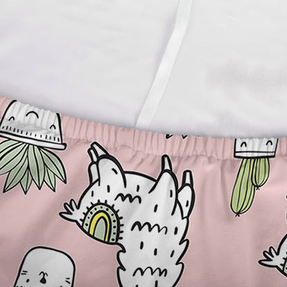 Cartoon Cactus And Llama Pattern Print Sofa Cover