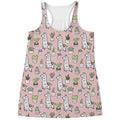 Cartoon Cactus And Llama Pattern Print Women's Racerback Tank Top