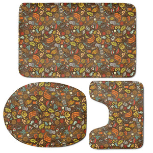 Cartoon Camping Pattern Print 3 Piece Bath Mat Set