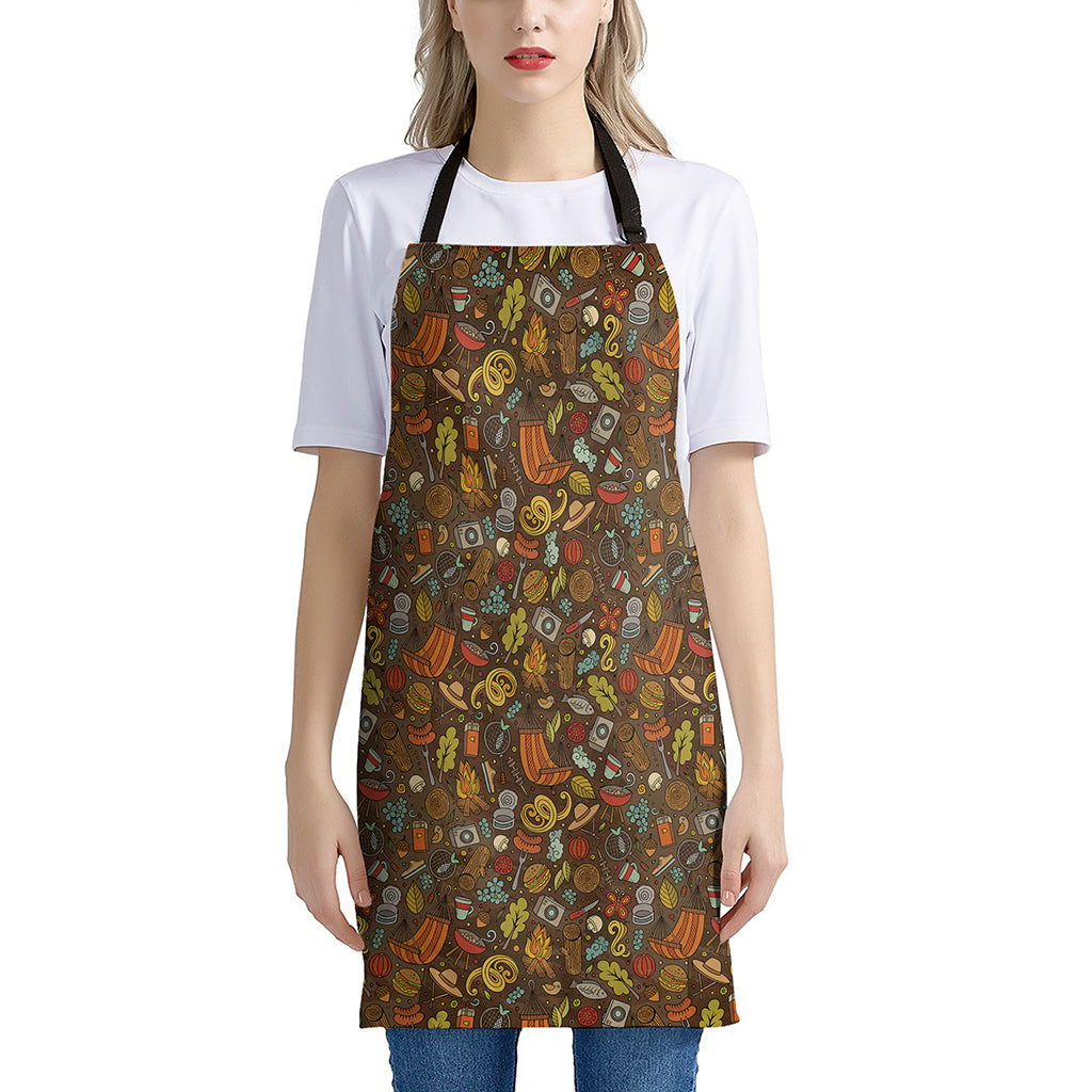 Cartoon Camping Pattern Print Apron