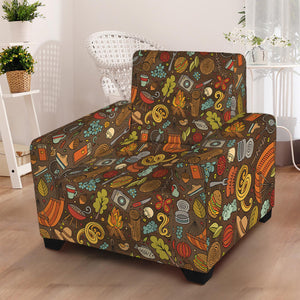 Cartoon Camping Pattern Print Armchair Slipcover