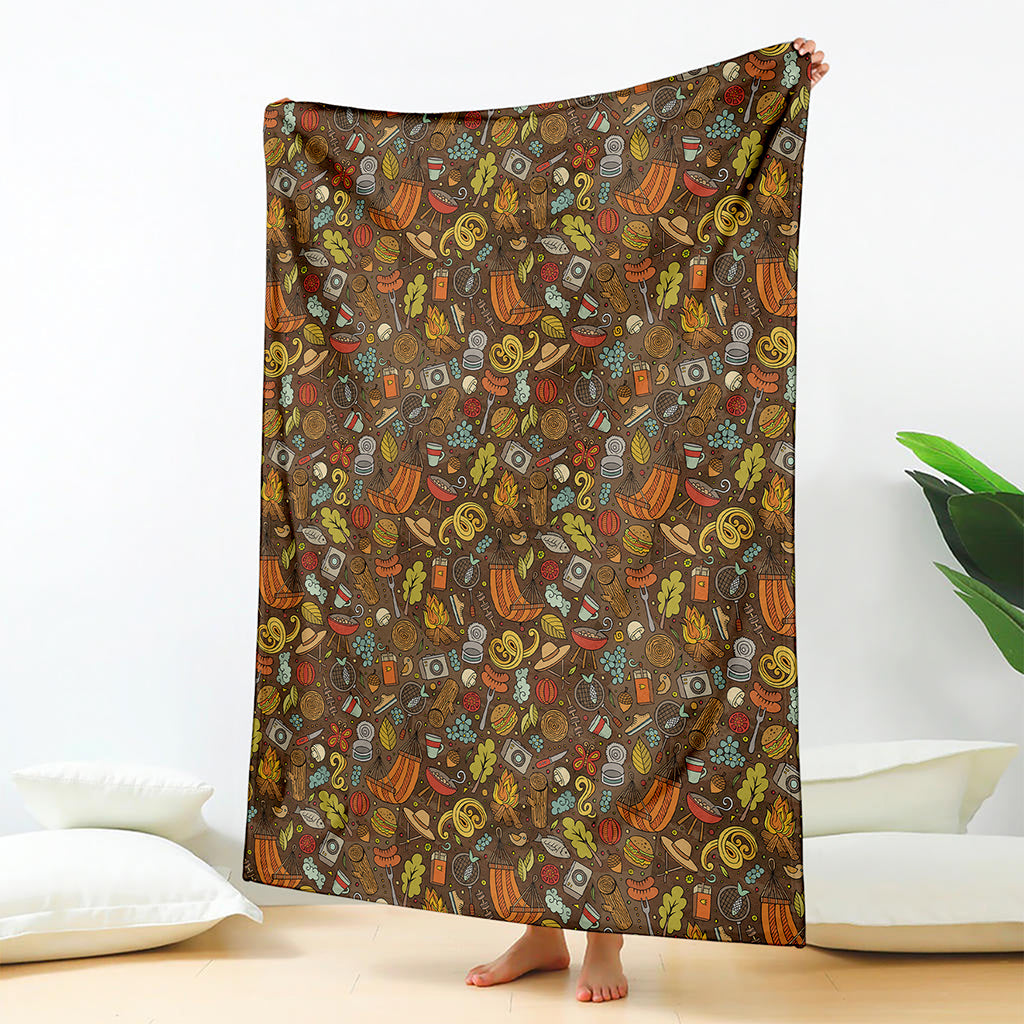 Cartoon Camping Pattern Print Blanket