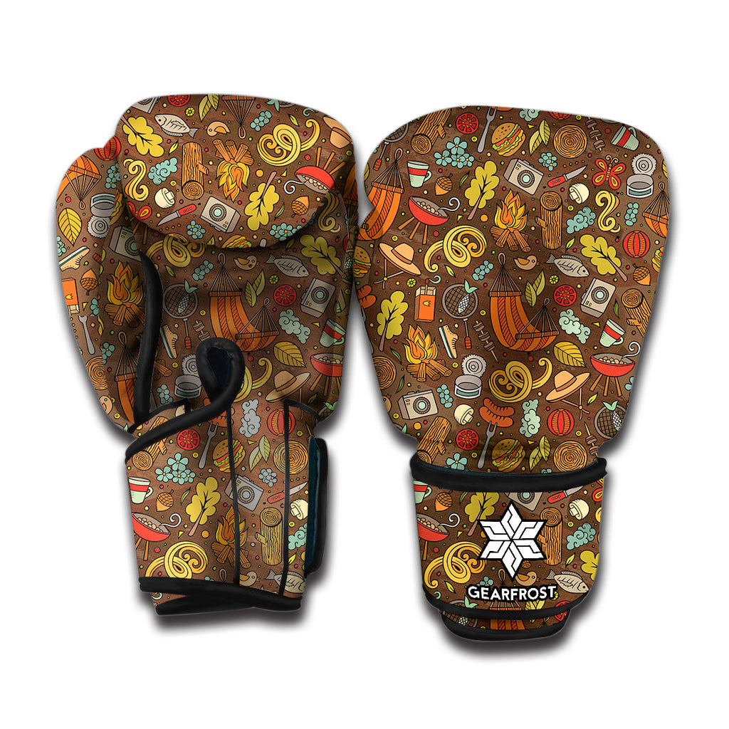 Cartoon Camping Pattern Print Boxing Gloves