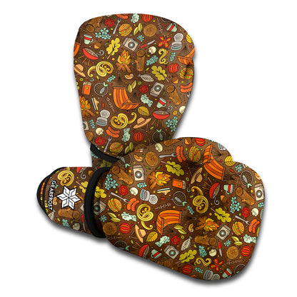 Cartoon Camping Pattern Print Boxing Gloves
