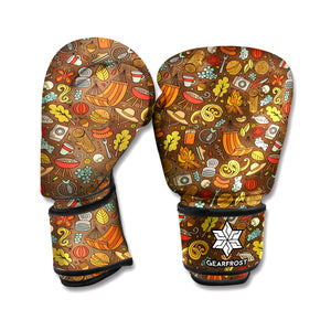 Cartoon Camping Pattern Print Boxing Gloves