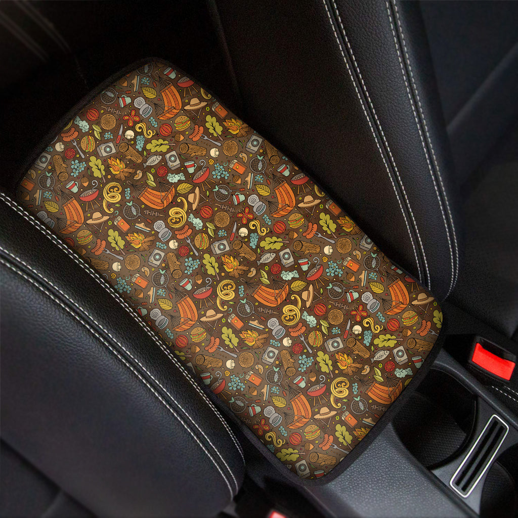 Cartoon Camping Pattern Print Car Center Console Cover