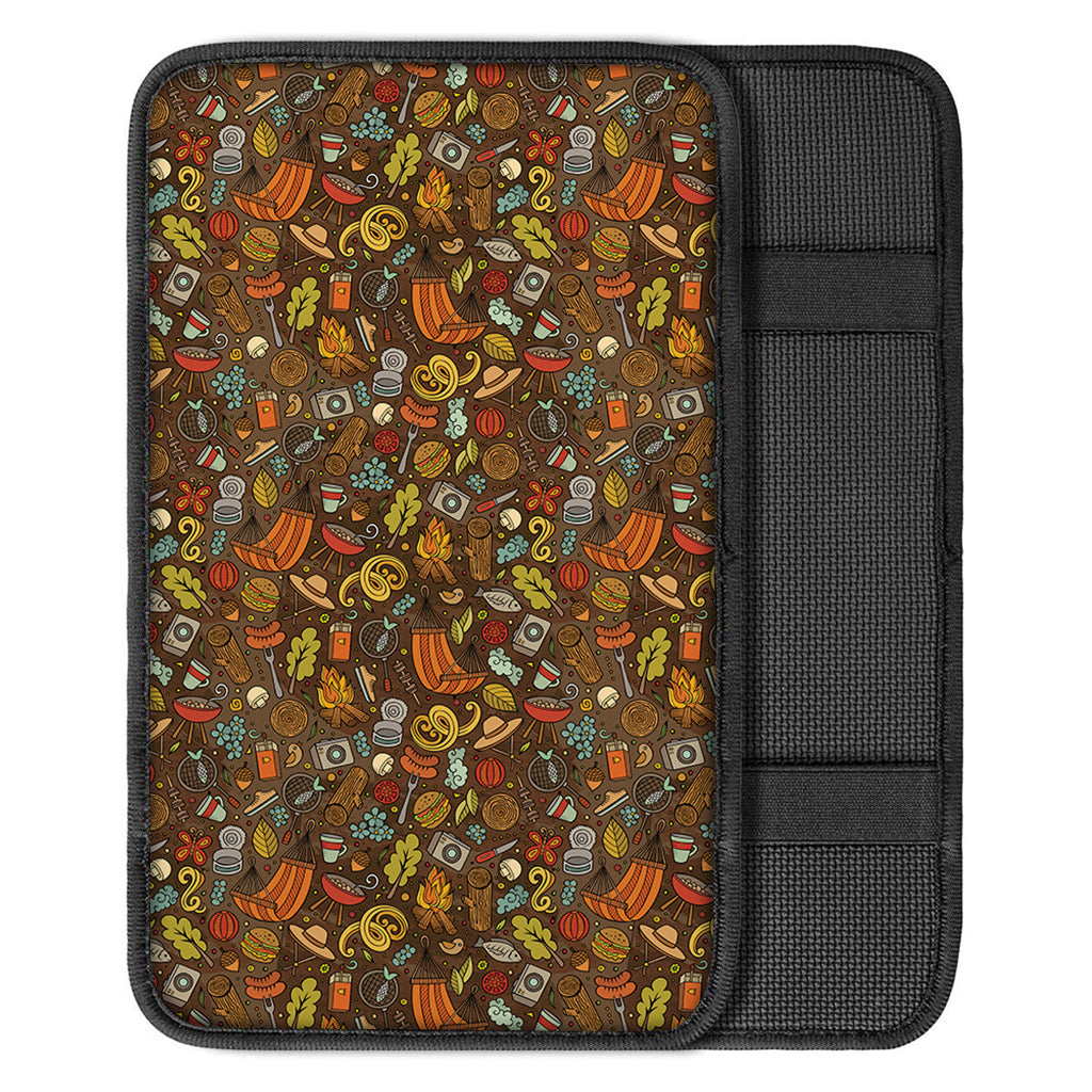 Cartoon Camping Pattern Print Car Center Console Cover