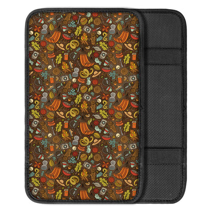 Cartoon Camping Pattern Print Car Center Console Cover