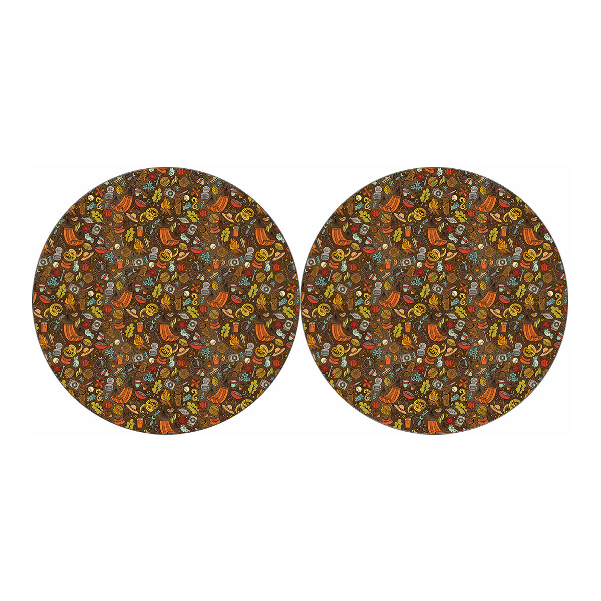 Cartoon Camping Pattern Print Car Coasters