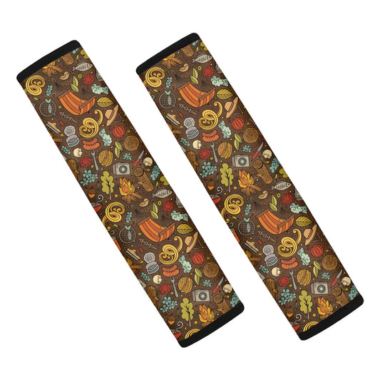 Cartoon Camping Pattern Print Car Seat Belt Covers