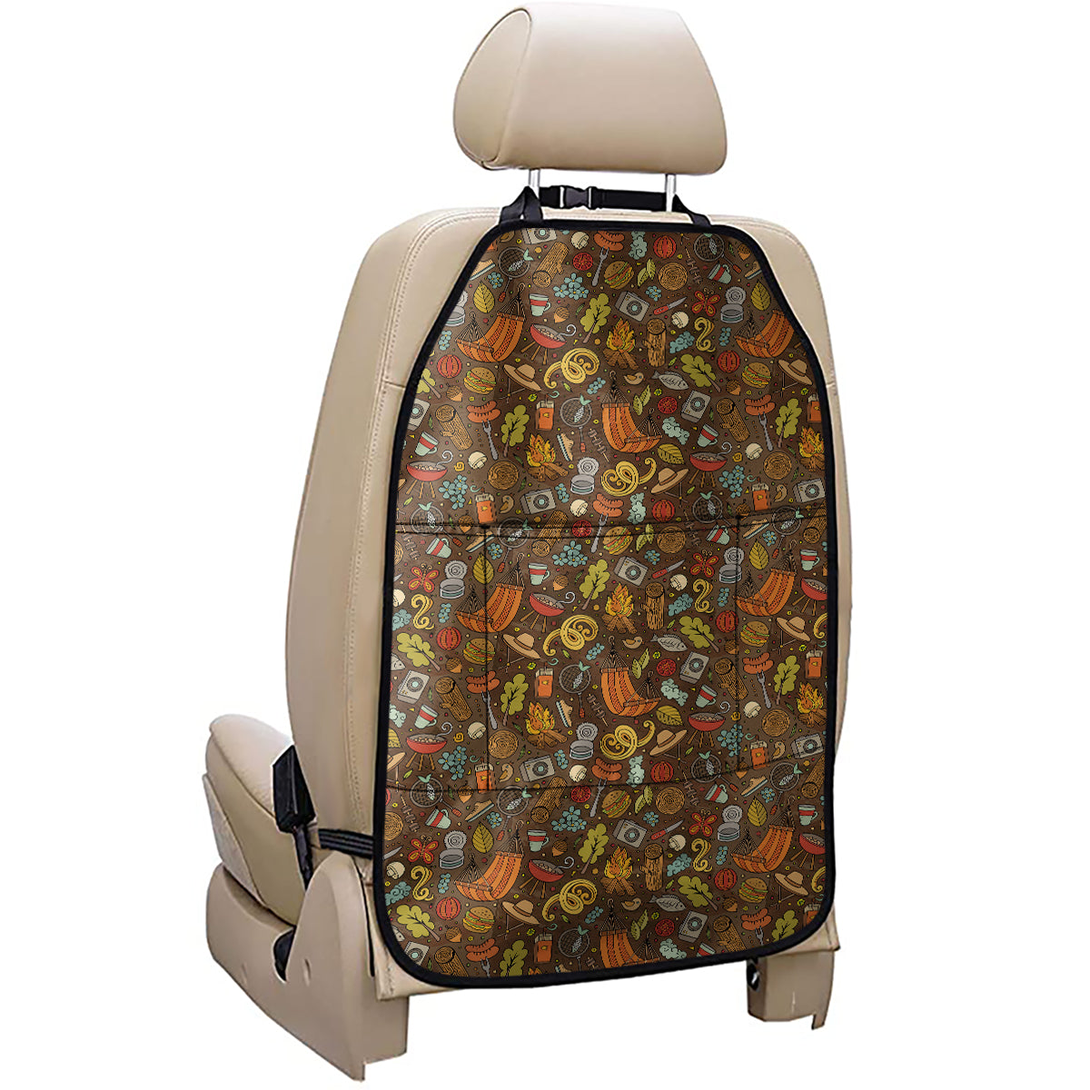 Cartoon Camping Pattern Print Car Seat Organizers