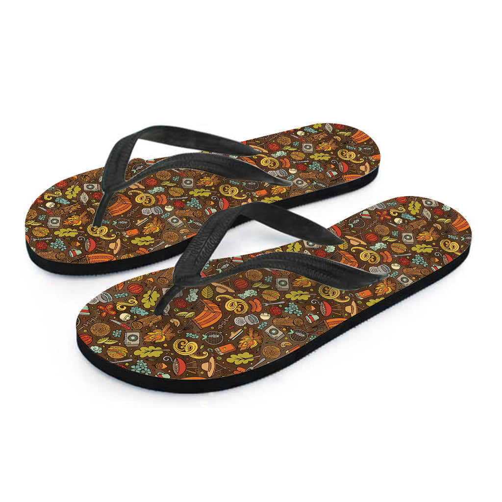 Cartoon Camping Pattern Print Flip Flops