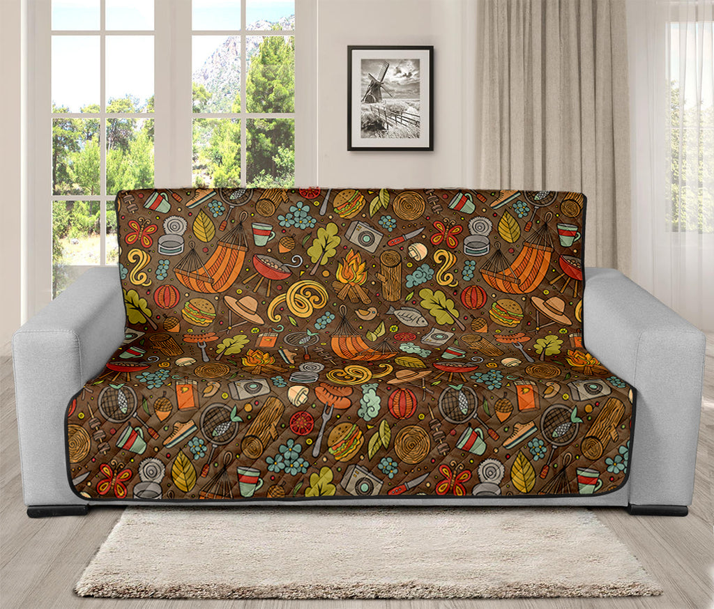 Cartoon Camping Pattern Print Futon Protector