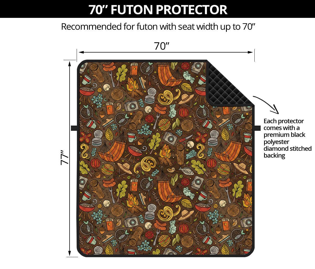 Cartoon Camping Pattern Print Futon Protector