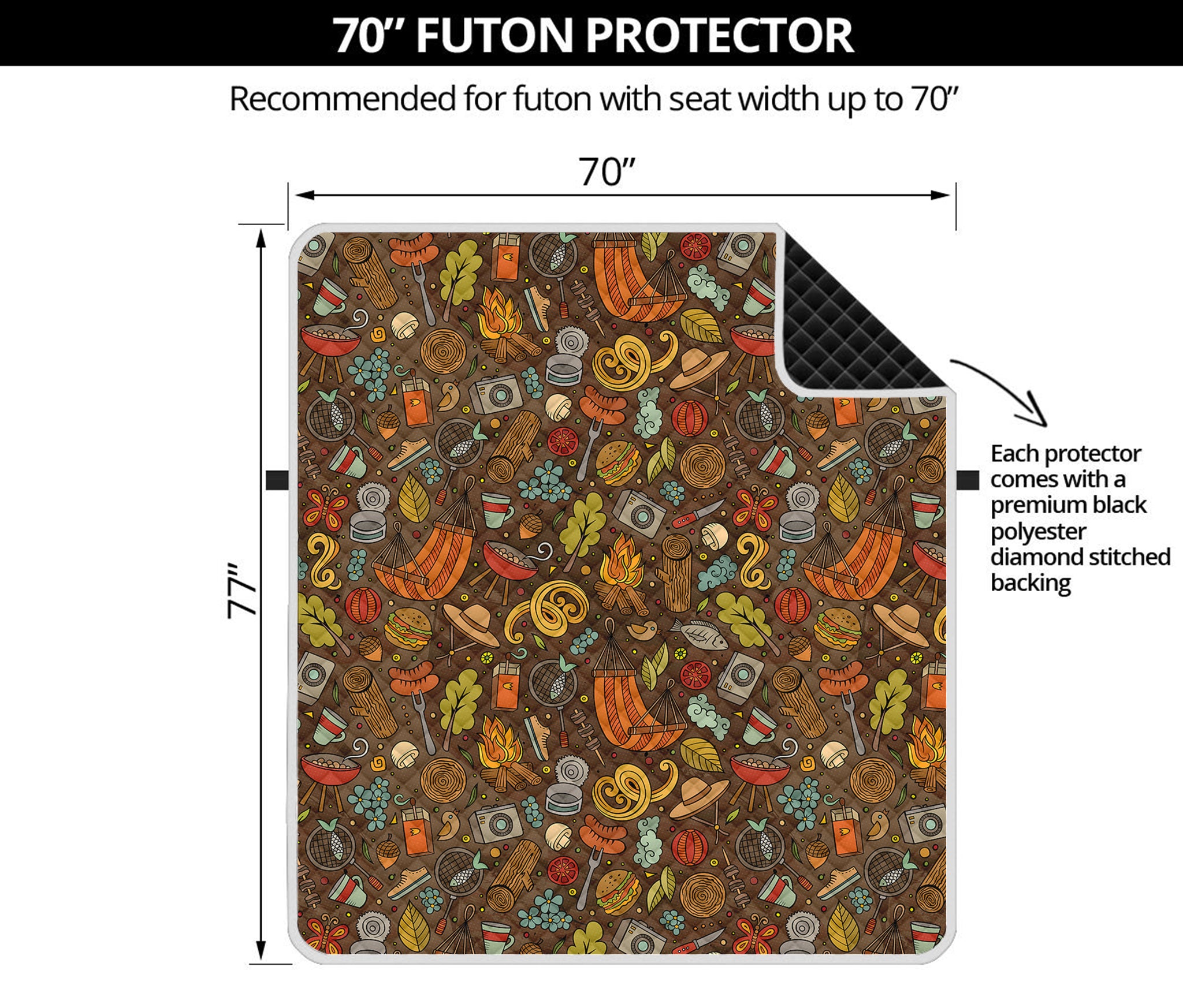 Cartoon Camping Pattern Print Futon Protector