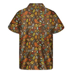 Cartoon Camping Pattern Print Men's Short Sleeve Shirt