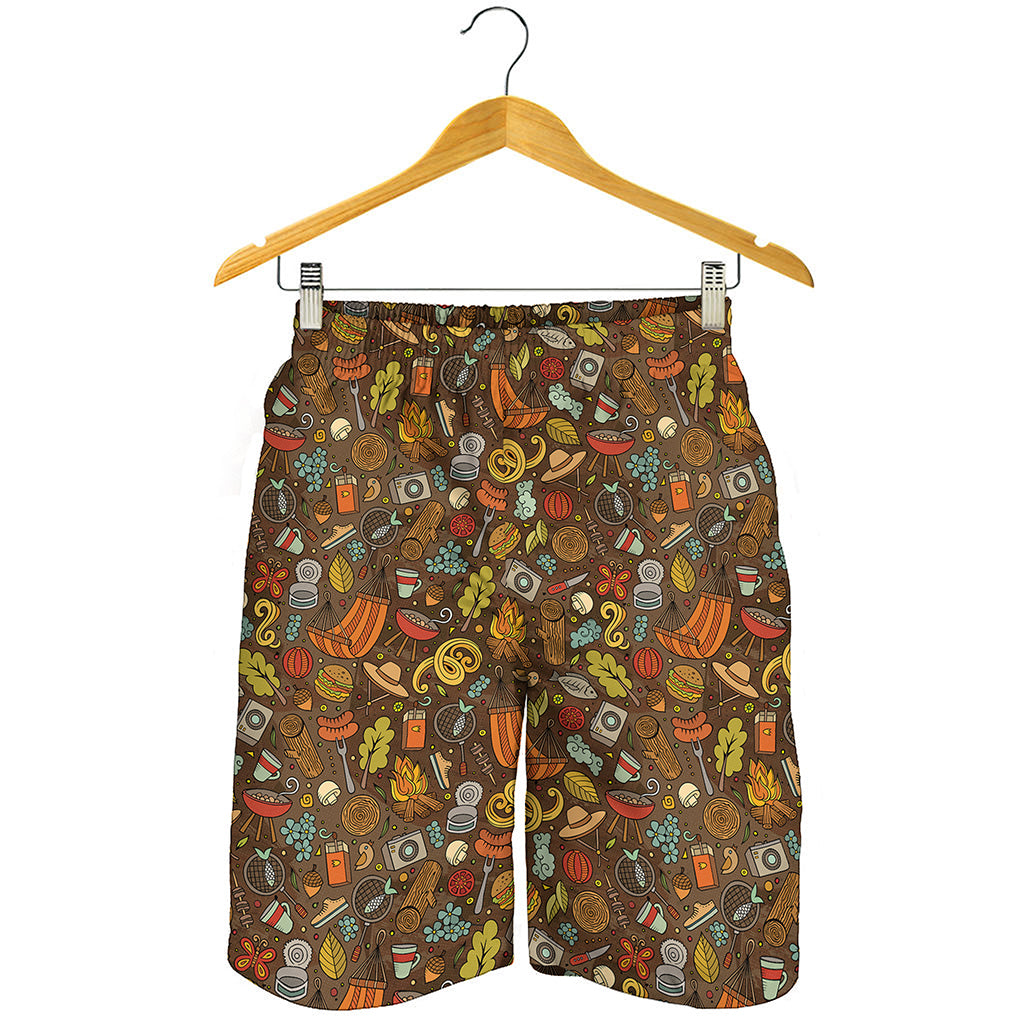 Cartoon Camping Pattern Print Men's Shorts