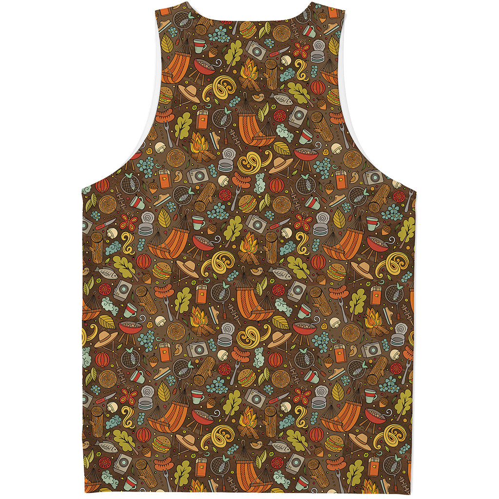Cartoon Camping Pattern Print Men's Tank Top
