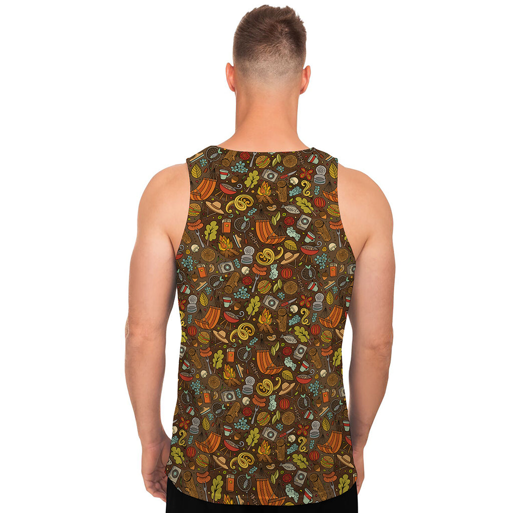 Cartoon Camping Pattern Print Men's Tank Top