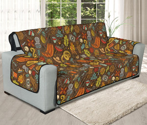 Cartoon Camping Pattern Print Oversized Sofa Protector