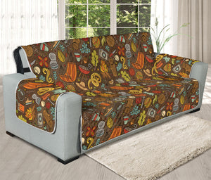 Cartoon Camping Pattern Print Oversized Sofa Protector