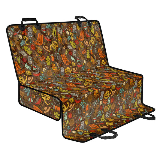 Cartoon Camping Pattern Print Pet Car Back Seat Cover