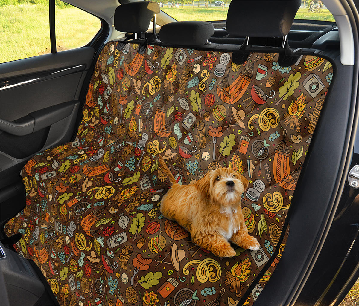 Cartoon Camping Pattern Print Pet Car Back Seat Cover