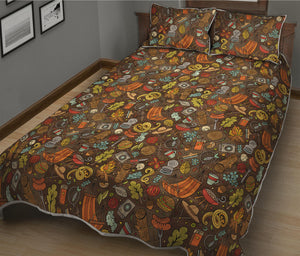 Cartoon Camping Pattern Print Quilt Bed Set