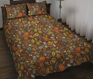 Cartoon Camping Pattern Print Quilt Bed Set