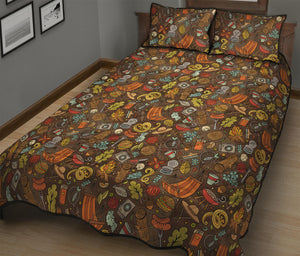 Cartoon Camping Pattern Print Quilt Bed Set