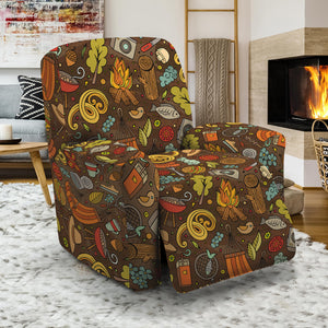 Cartoon Camping Pattern Print Recliner Slipcover