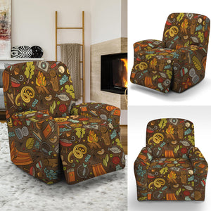 Cartoon Camping Pattern Print Recliner Slipcover