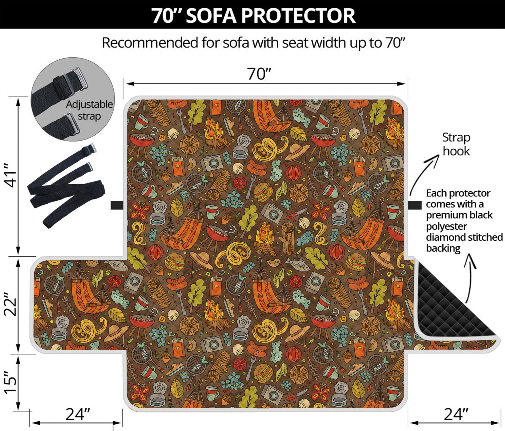 Cartoon Camping Pattern Print Sofa Protector