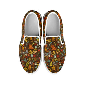 Cartoon Camping Pattern Print White Slip On Shoes