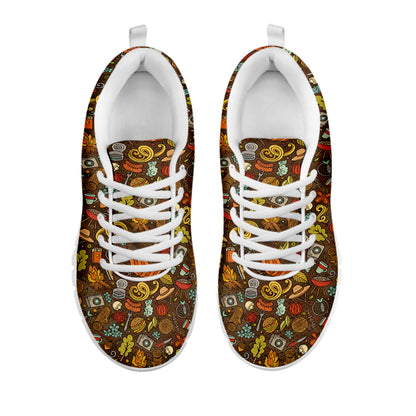 Cartoon Camping Pattern Print White Sneakers