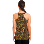 Cartoon Camping Pattern Print Women's Racerback Tank Top