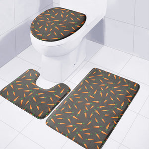 Cartoon Carrot Pattern Print 3 Piece Bath Mat Set