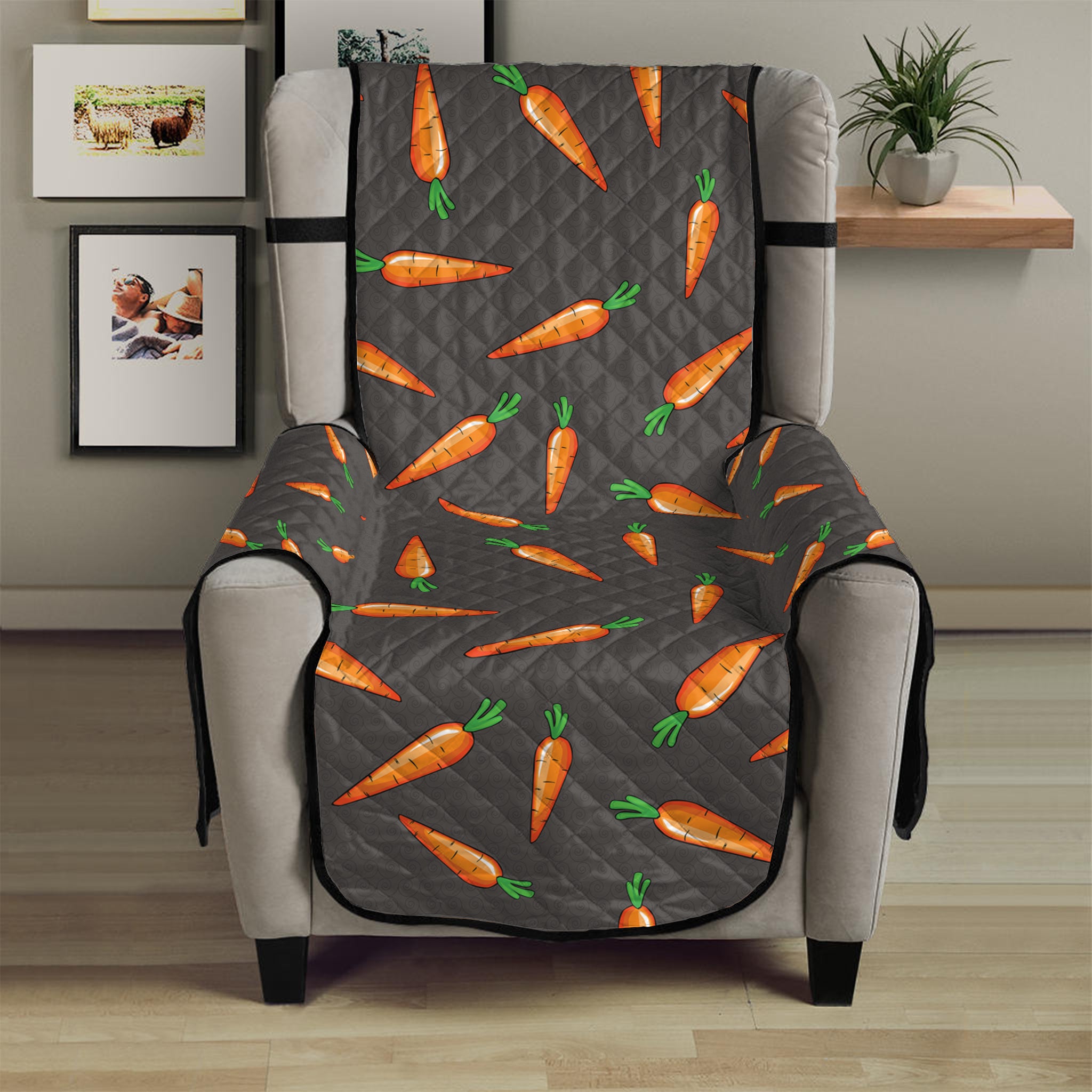 Cartoon Carrot Pattern Print Armchair Protector