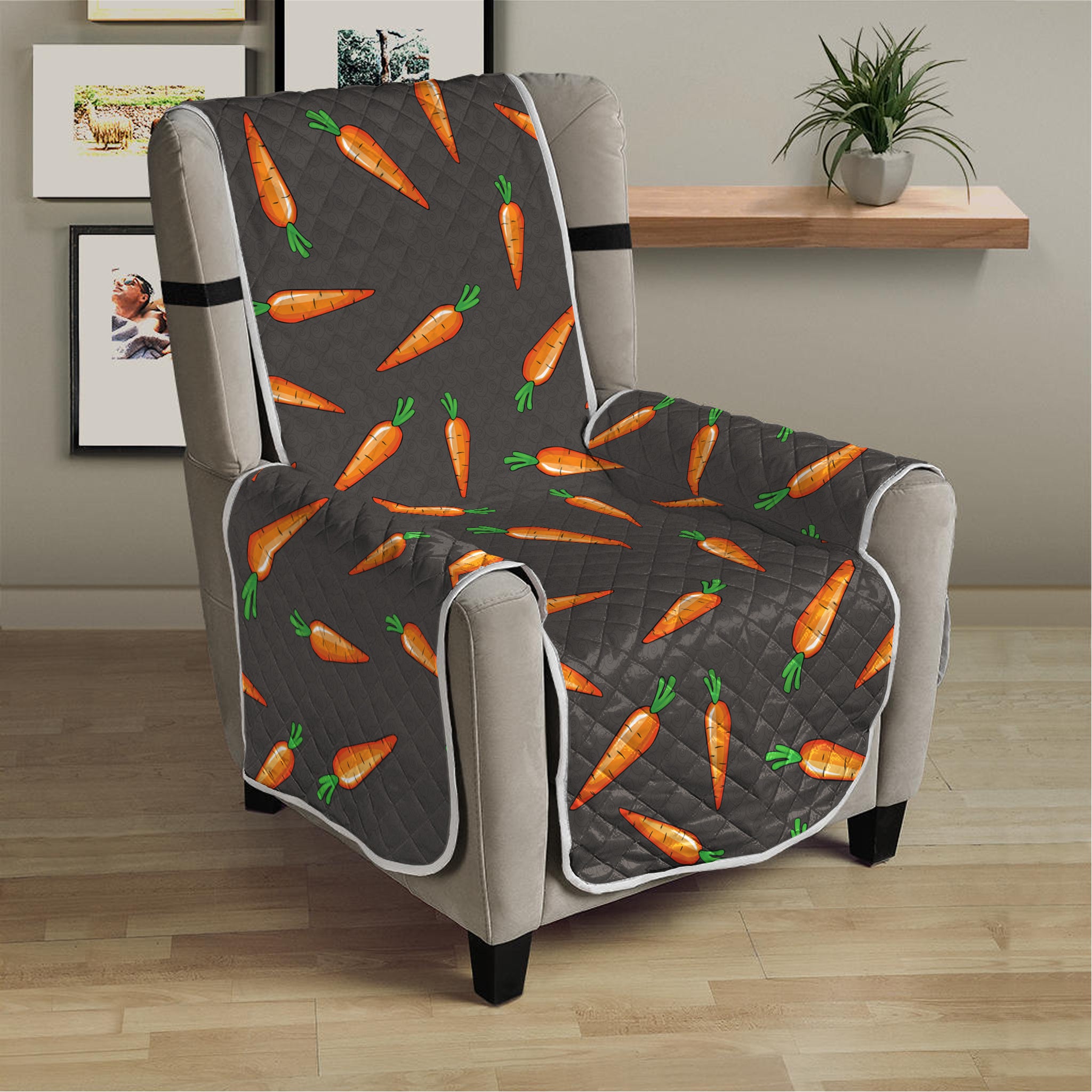 Cartoon Carrot Pattern Print Armchair Protector