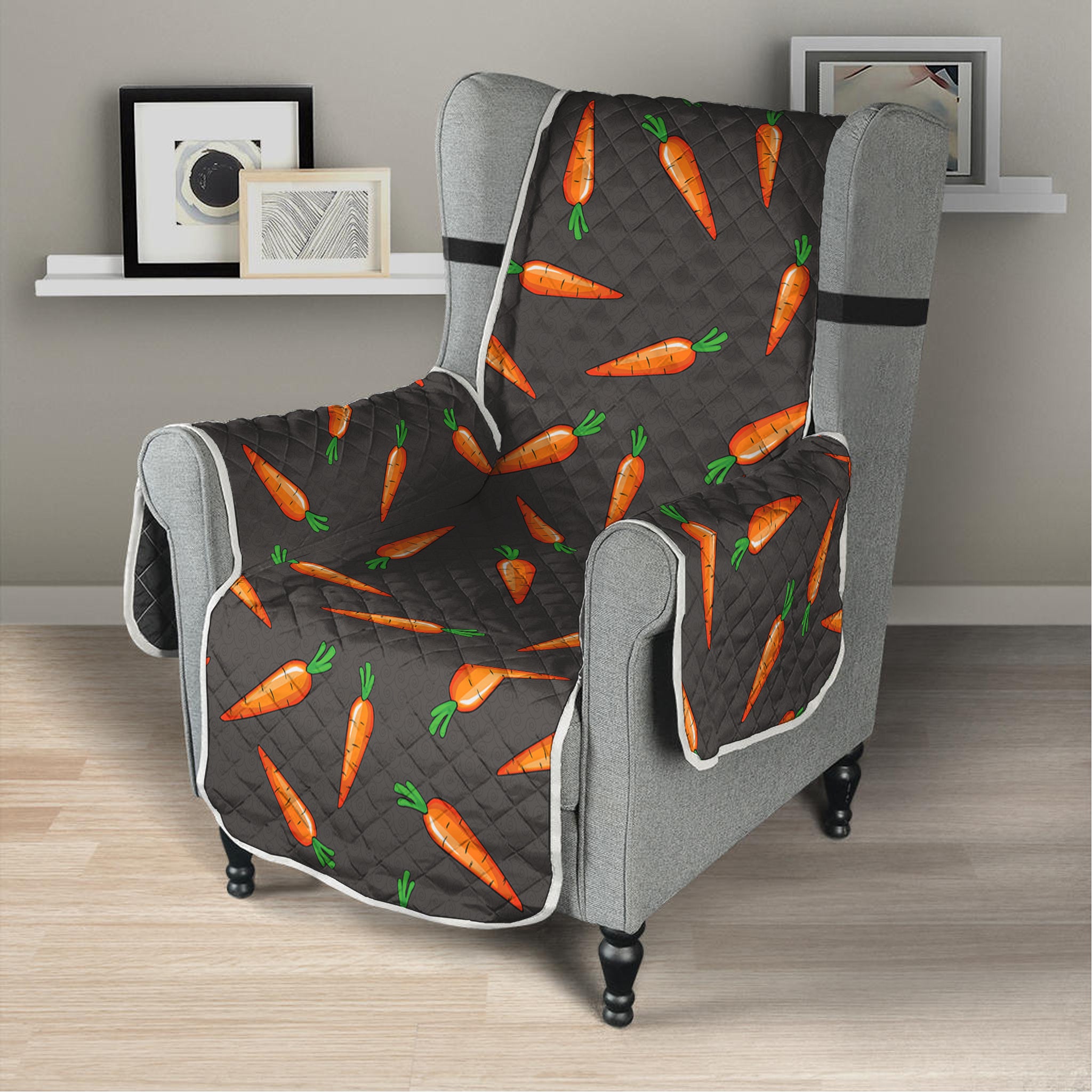 Cartoon Carrot Pattern Print Armchair Protector