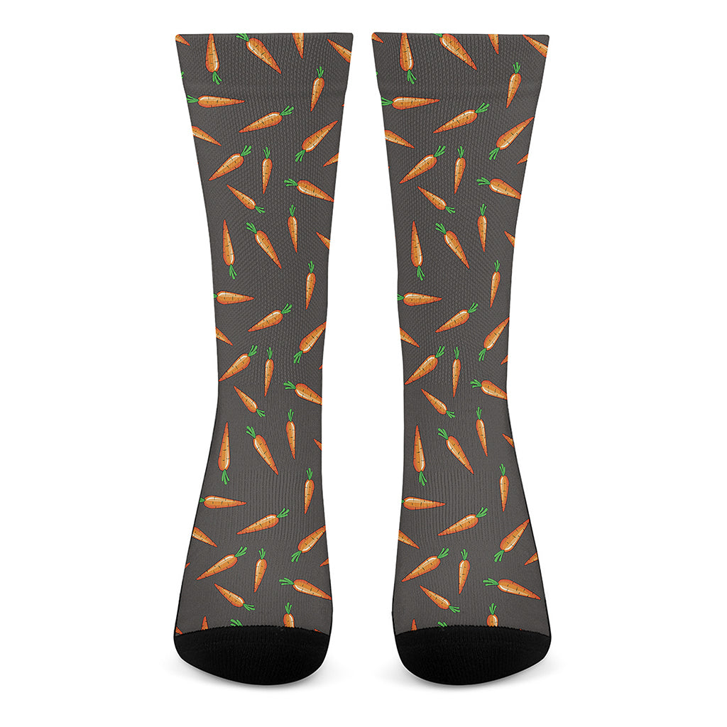 Cartoon Carrot Pattern Print Crew Socks