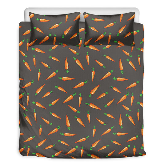 Cartoon Carrot Pattern Print Duvet Cover Bedding Set