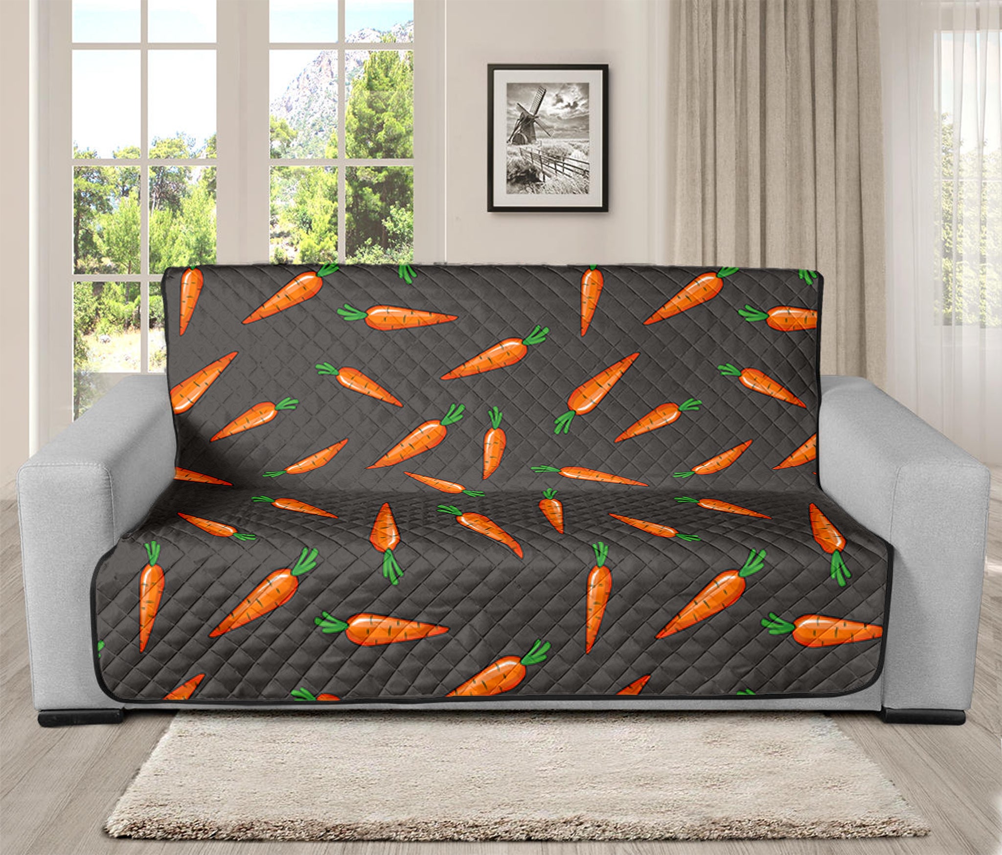 Cartoon Carrot Pattern Print Futon Protector